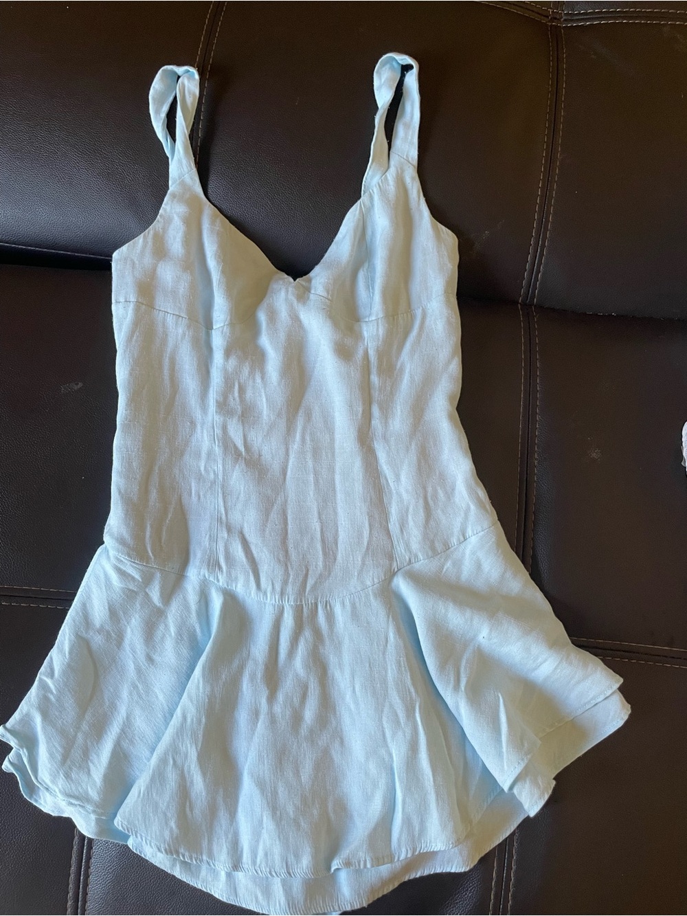 Light Blue Women's Sleeveless Flounce Dress